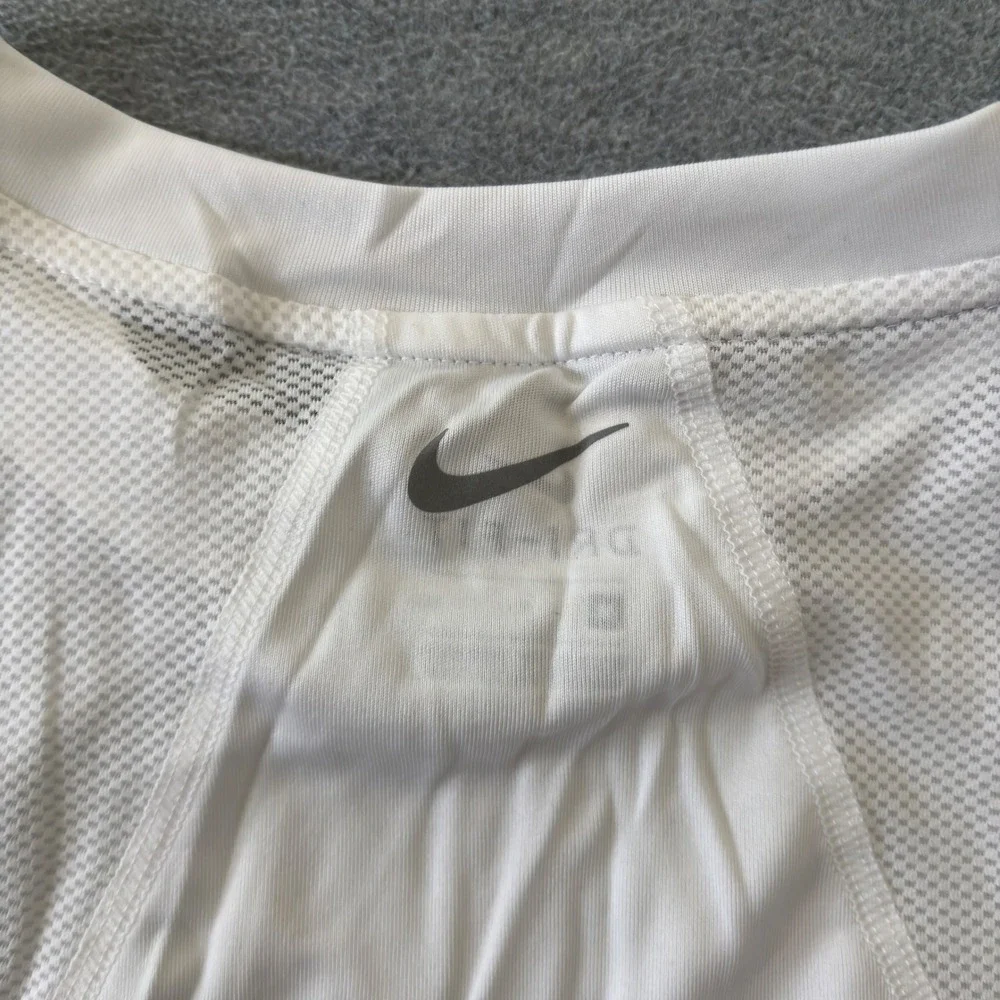 Nike Women White Dri-FIT Running Mesh Panel Short Sleeve Workout Tee Shirt M NEW